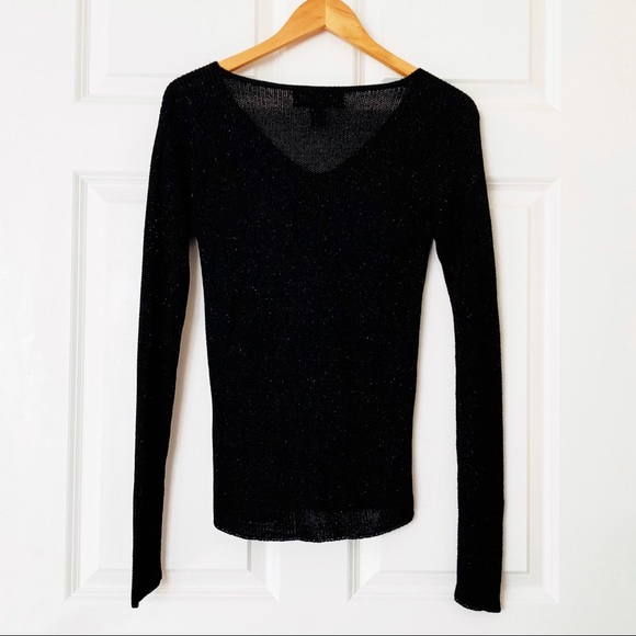 Linda Allard Black V Neck Top Petite Small - Picture 2 of 4